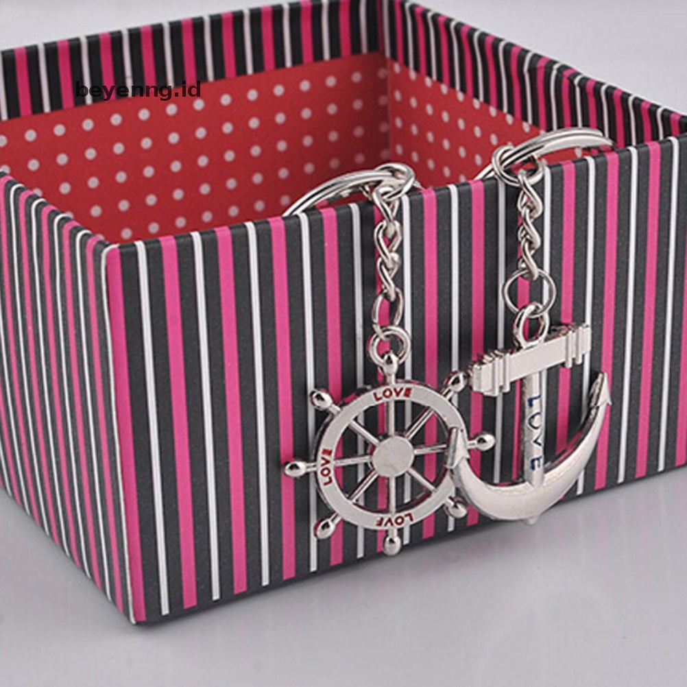 Beyen 2pcs Fashion Cinta Hati Gantungan Kunci Keyfob Pasangan Romantis Gantungan Kunci Hadiah Kekasih ID