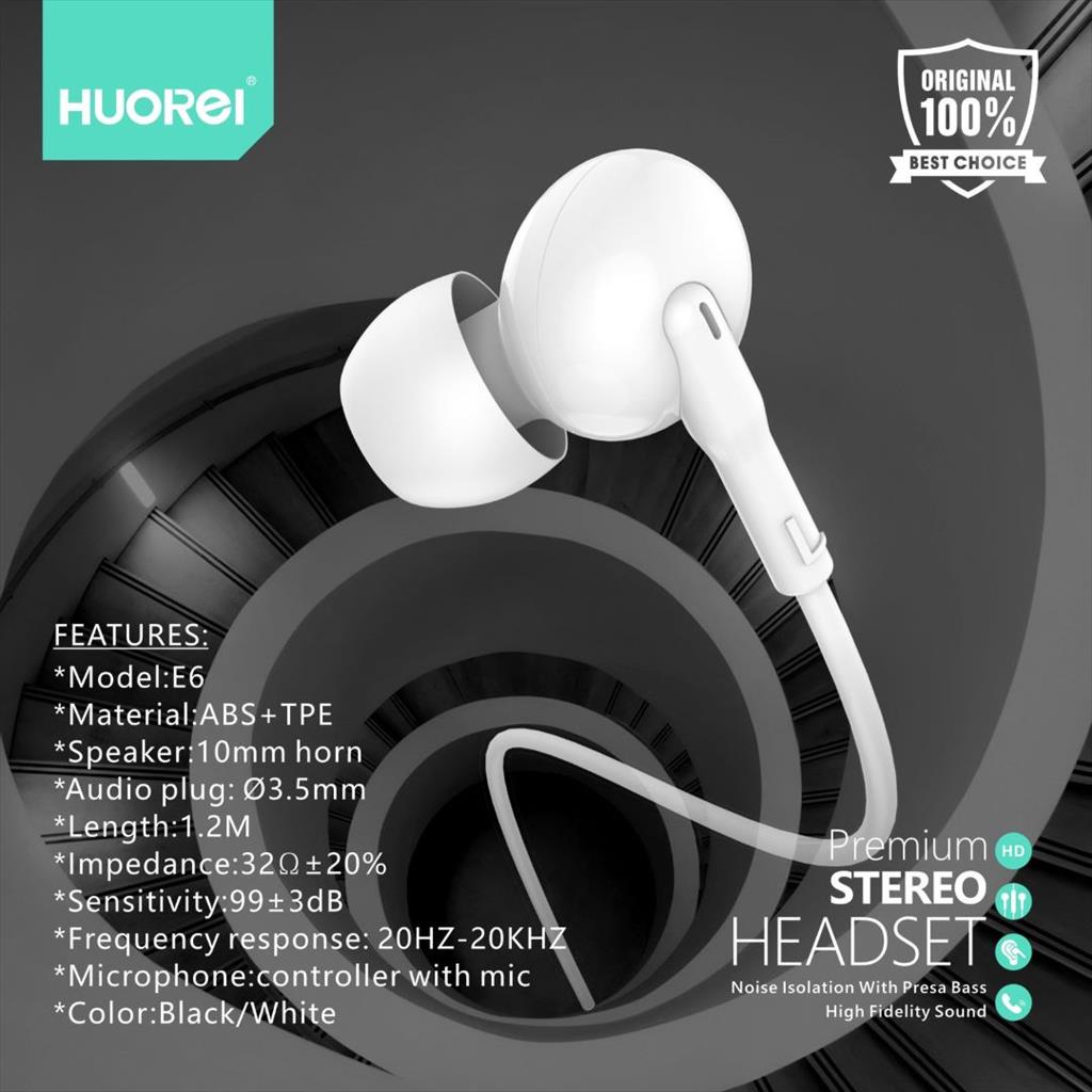 HUOREI Stereo Earphone E6 with MIC