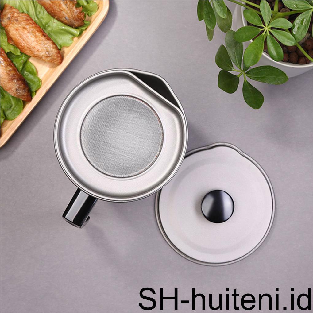 Wadah Dispenser Minyak Goreng Dapur Stainless Steel Cooking Oil Pot Dengan Botol Saringan