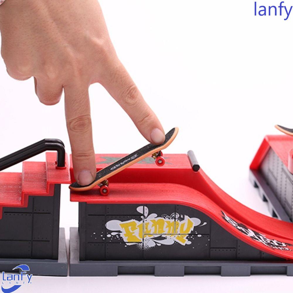 Lanfy Set Skuter Jari Mini Dengan Roda Hadiah Anak Mainan Surfing Tabletop Toys Trick Training Props Fingerboard Mainan Model Skateboard