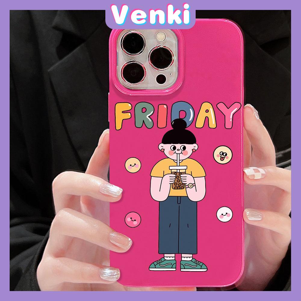 VENKI - For iPhone 11 iPhone Case Red Glossy TPU Soft Case Shockproof Protection Camera Cute Drink Girl Compatible with iPhone 14 13 Pro max 12 Pro Max xr xs max 7Plus 8Plus