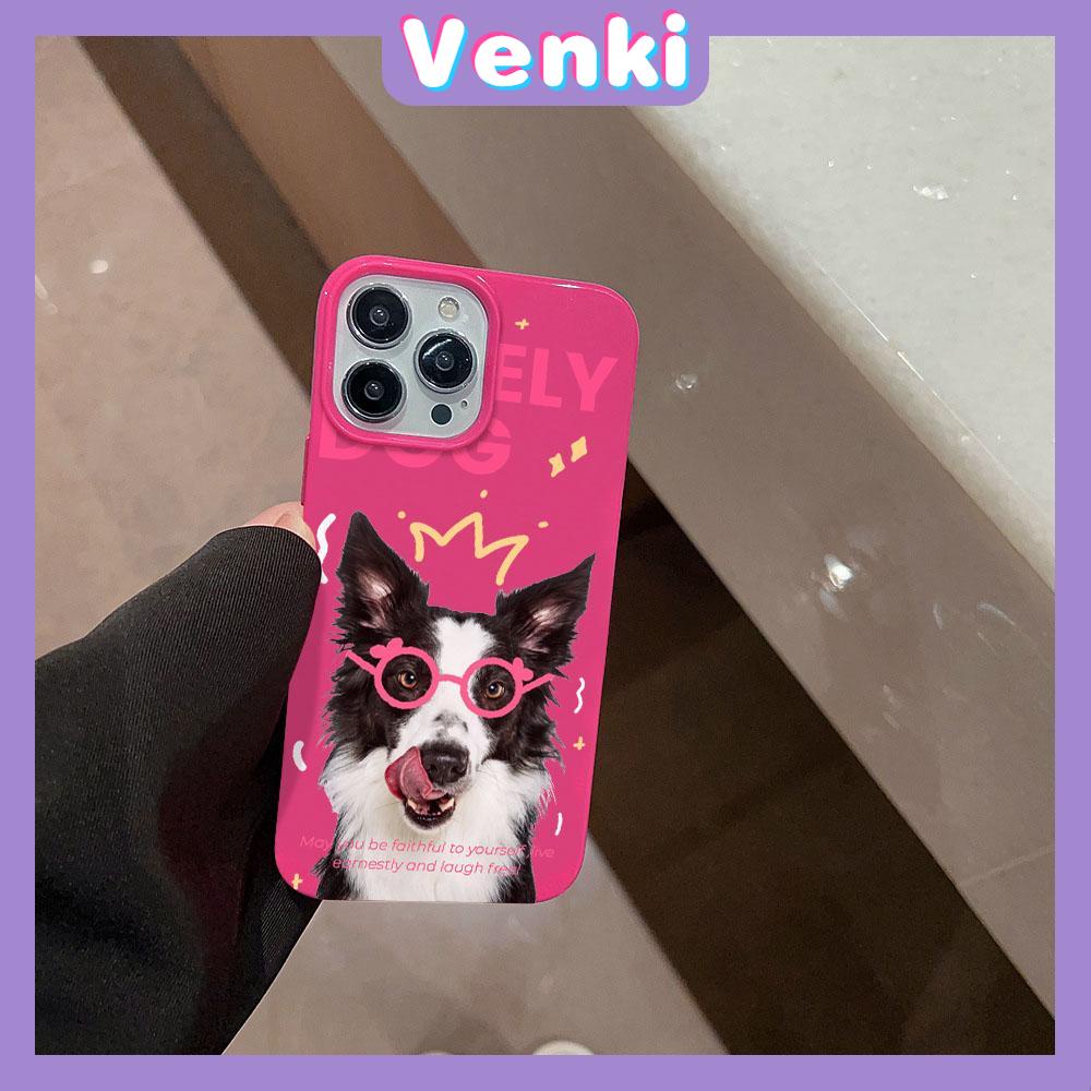 VENKI - For iPhone 11 iPhone Case Red Glossy TPU Soft Case Shockproof Protection Camera Cute Glasses Good Dog Compatible with iPhone 14 13 Pro max 12 Pro Max xr xs max 7Plus 8Plus