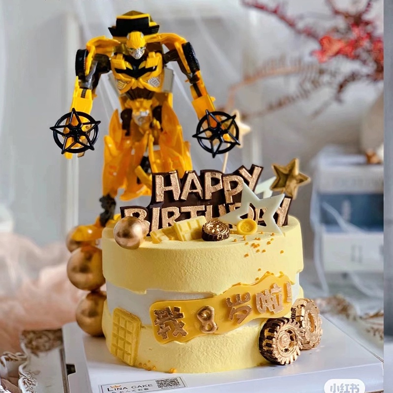 Transformer Classic Optimus Prime Bumble Bee Action Figure Mainan Transformasi Robot Mobil Mainan Topper Kue