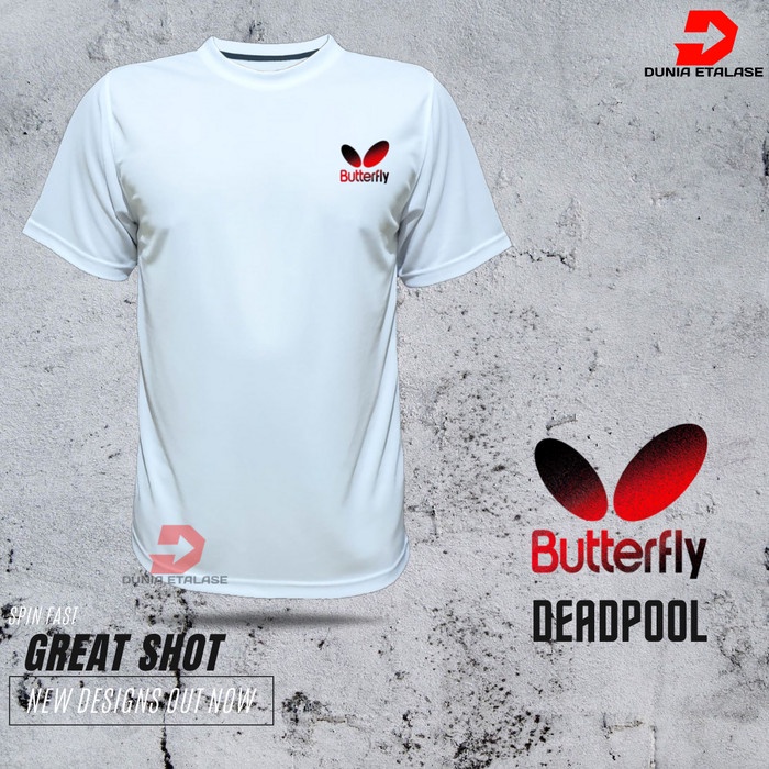 KPBP01 - KAOS PINGPONG BAJU TENIS MEJA BUTTERFLY  - BTF/BAMBOO, Putih/M