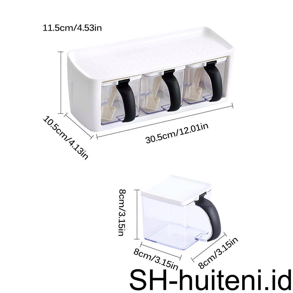 3kompartemen Kotak Penyimpanan Bumbu Serbaguna Mudah Dibersihkan Spice Jar Wadah Bumbu Dengan Tutup Untuk Rumah Dapur Restoran