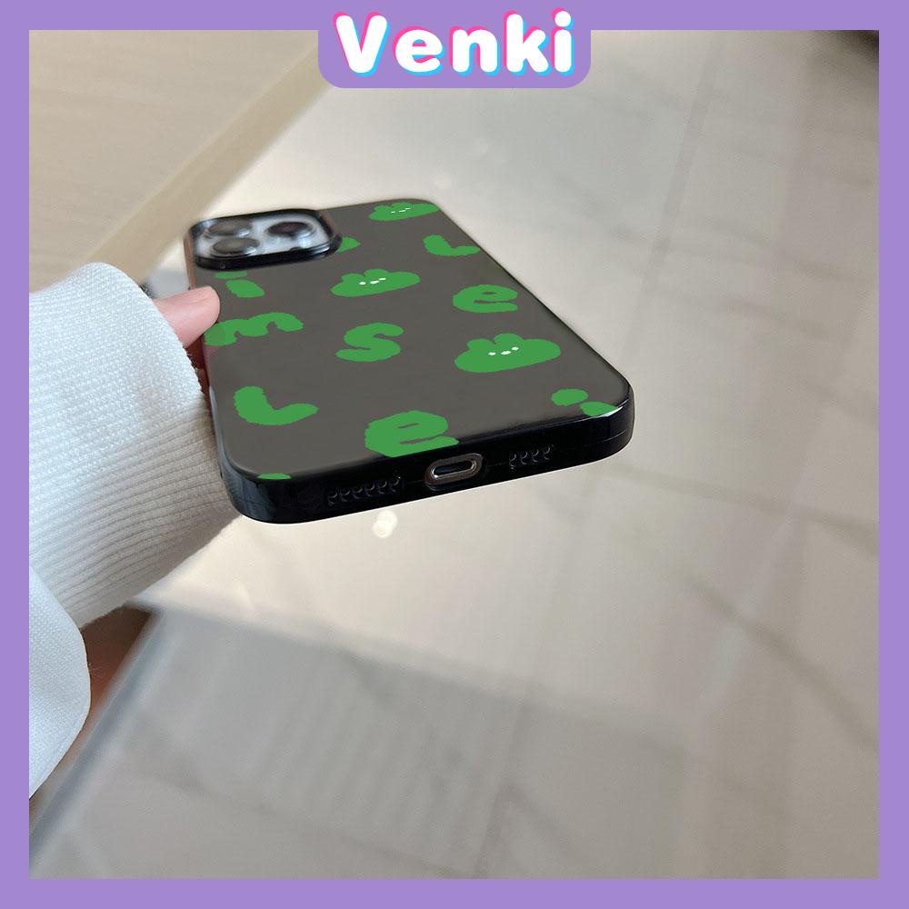 VENKI - For iPhone 11 iPhone Case Black Red Glossy TPU Soft Case Shockproof Protection Camera Black Green Letters Compatible with iPhone 14 13 Pro max 12 Pro Max xr xs max 7 8Plus