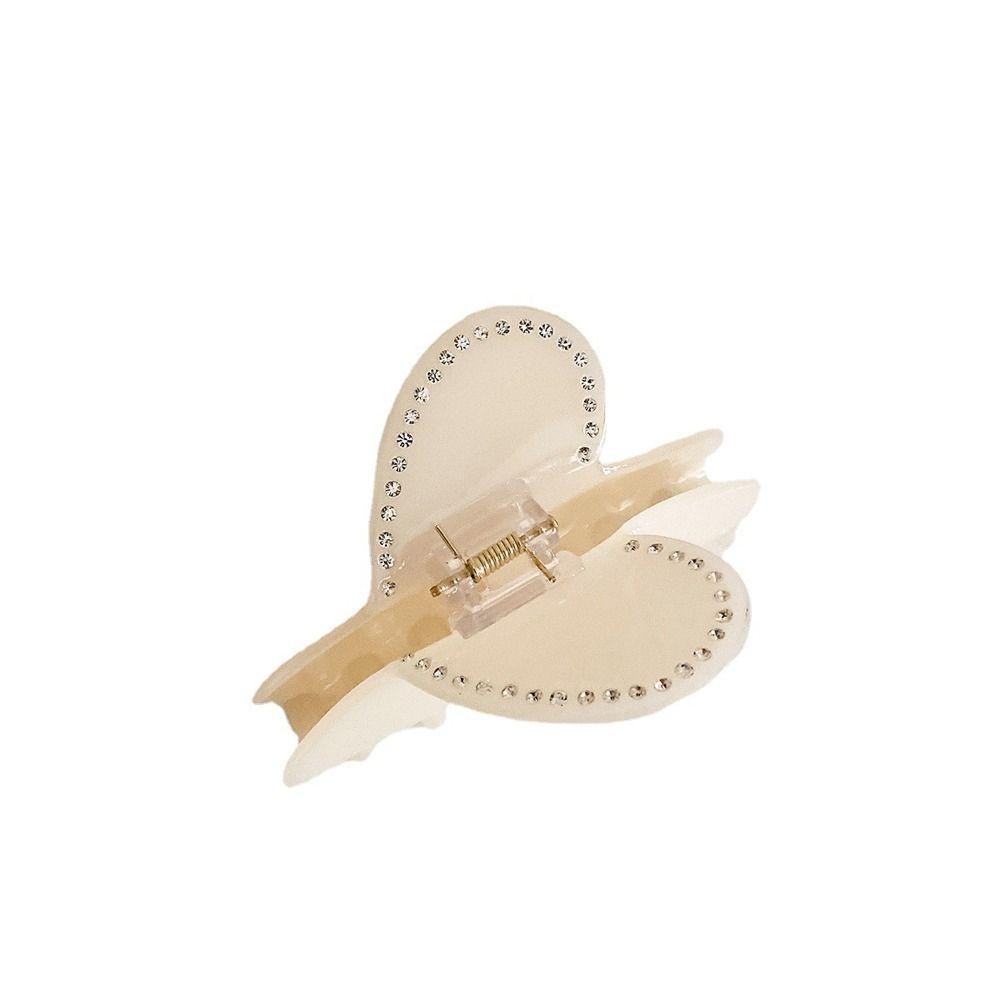 AUGUSTINA Heart Hair Claw Elegan Manis Ins Gadis Jepit Rambut Besar Hairgrips Korea Klip Rambut Zirkon Kristal Ponytail Holder