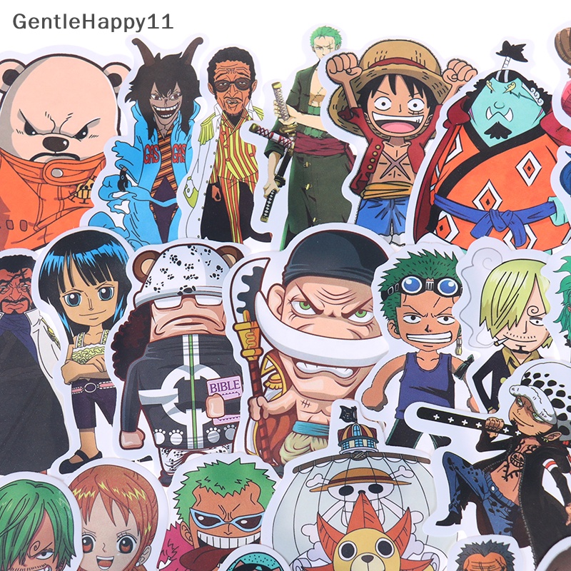 Gentlehappy 50Pcs Anime One Piece Luffy Stiker Mobil Laptop Skateboard Ransel Decals id