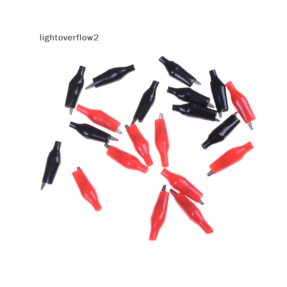 [lightoverflow2] 20xs Merah Hitam Plastik Lembut Tesg Probe Alligator Clips Crocodile Test Clip [ID]
