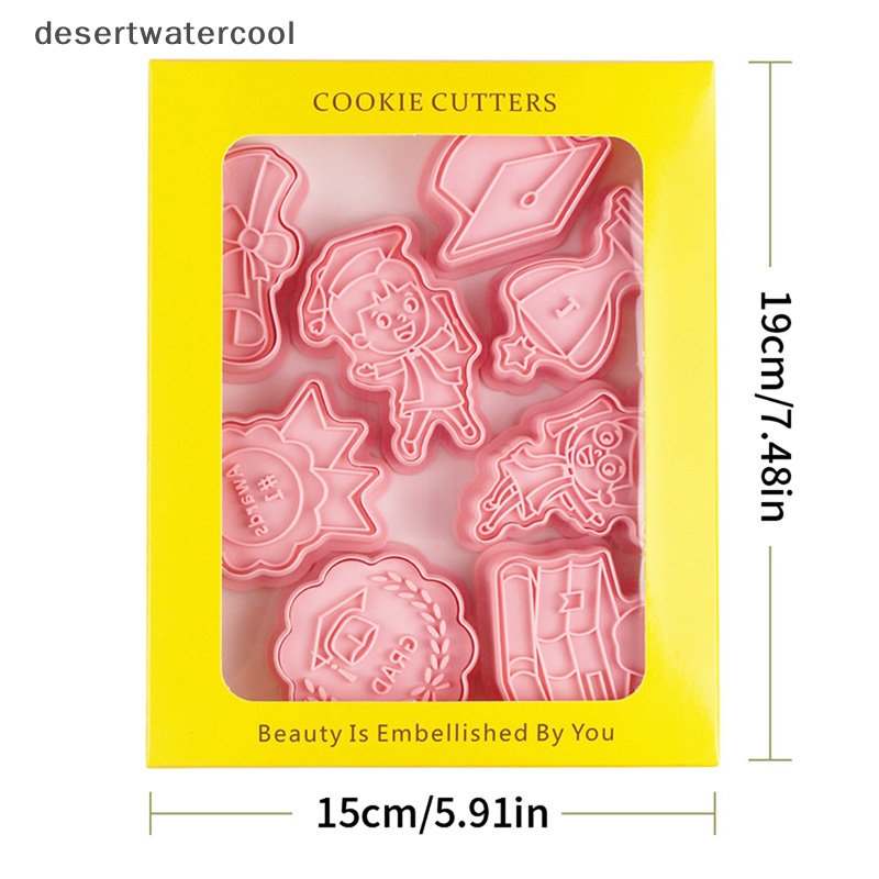 Deid 8Pcs Congrats Graduation Cookie Cutter Biscuit Mold Press Cetakan Kue Kering Plastik Martijn