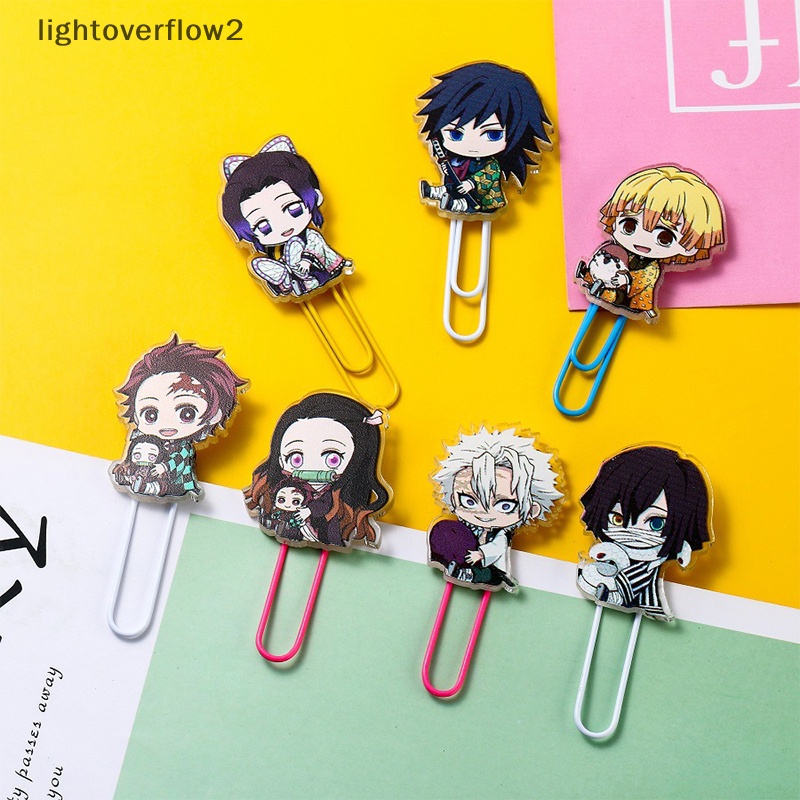 [lightoverflow2] Kawaii Kartun Demon Slayer Anime Klip Kertas Bookmark Aksesoris Kantor Sekolah [ID]