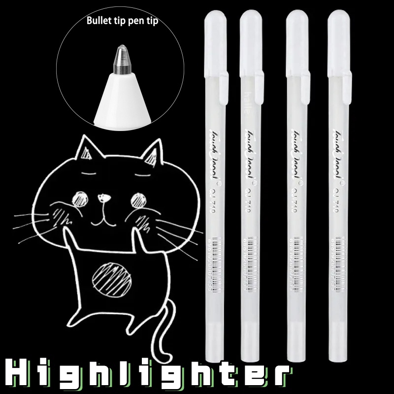 Diy Cat Sketsa Bright Graffiti Pen Multifungsi Putih Highlight Pen Tahan Air Hand Ledger Hitam Karton Penanda Garis 0.8mm Menulis Tinta Pulpen