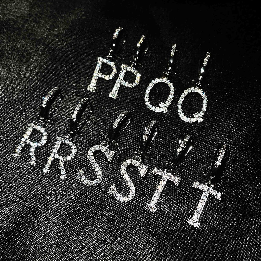 Goldkingdom Aksesoris Perhiasan Fashion Ready Stock 26huruf Anting Berlian Bertatahkan Mikro Klip Telinga Tanpa Tindik