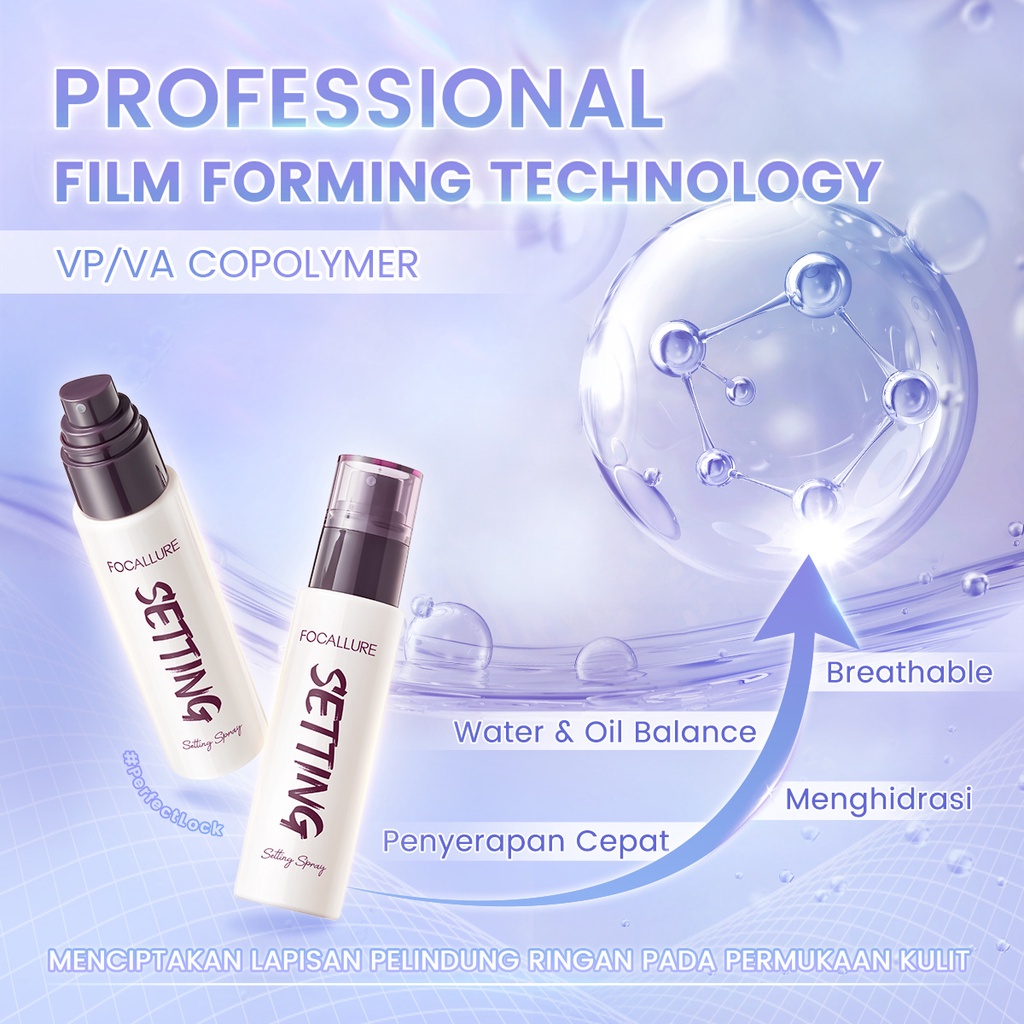 Focallure PerfectLock Oil-control Matte Makeup Setting Spray Moistizing Long-lasting Lightweight Natural Hydrating Fine Mist Quick Abortion Breathable Setting Spray