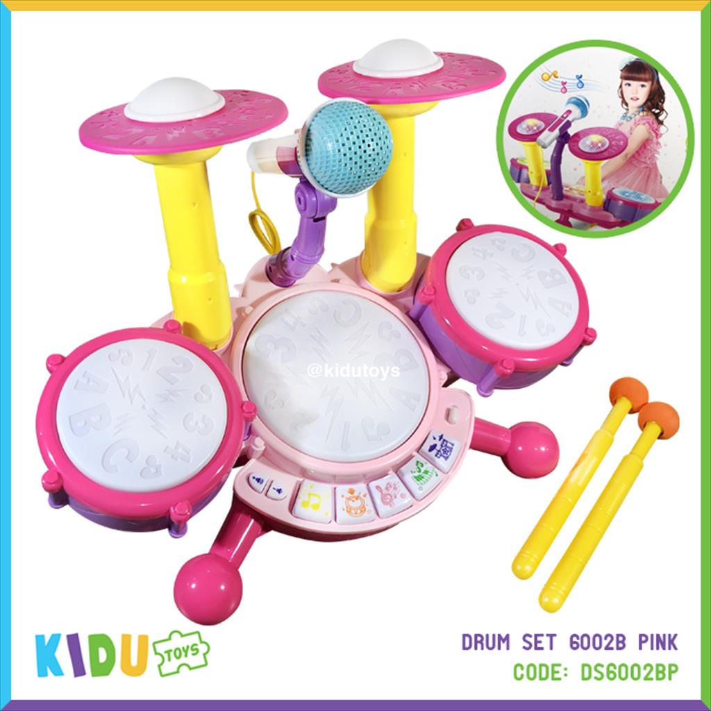 Mainan Edukasi Anak Drum Set Pink / Mainan Drum Anak / Jazz Drum / Drum Set 6002 Pink Kidu Toys