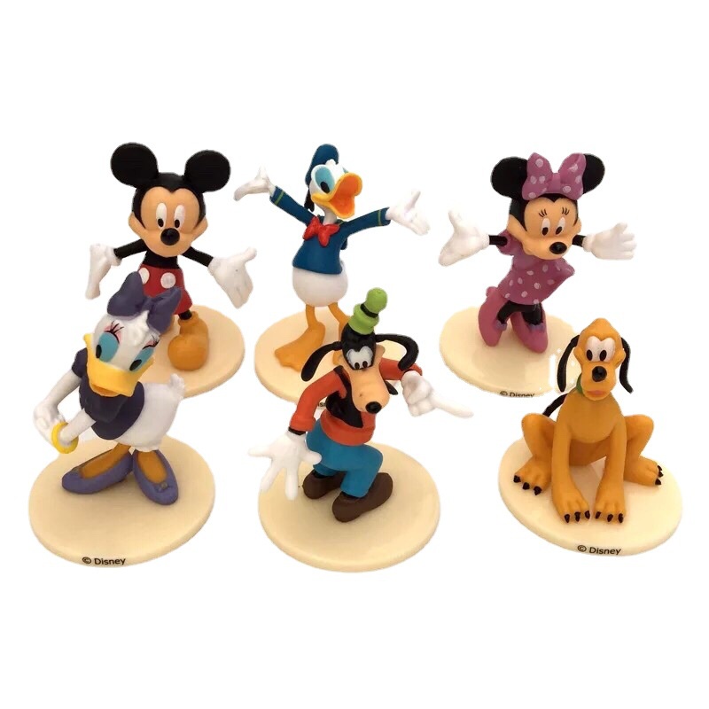 6pcs/set Patung Disney Mickey Mouse PVC Mickey Minnie Donald Duck Goofy Action Figure Model Mainan Dekorasi Hadiah Anak