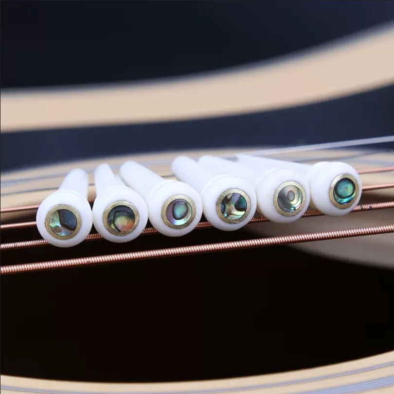 6 Pcs/lot Top Tergabung Abalone Shell Titik Jembatan Gitar Akustik Pin Pasak Gitar Pengganti