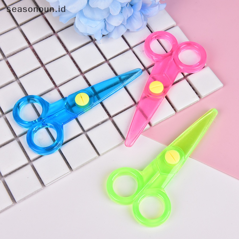 Seasonoun Quality Safety scissors Paper cutg Gunting Plastik Mainan handmade Anak.