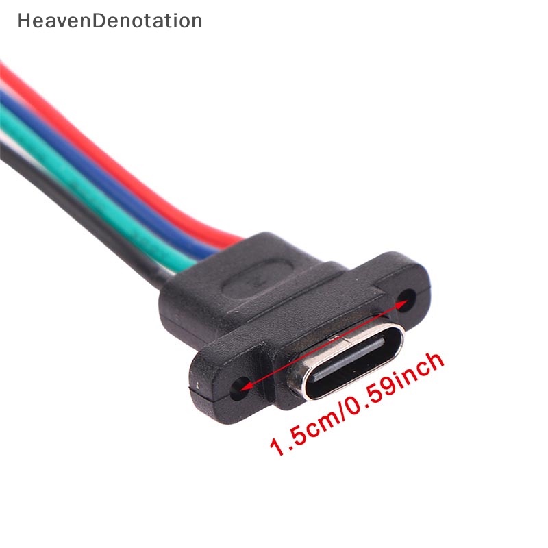 [HeavenDenotation] Konektor USB 3.1 Tipe-C 4Pin Kawat Las Female Soket Cewe Tahan Air Ring Karet Arus Tinggi Port Pengisian Cepat HDV