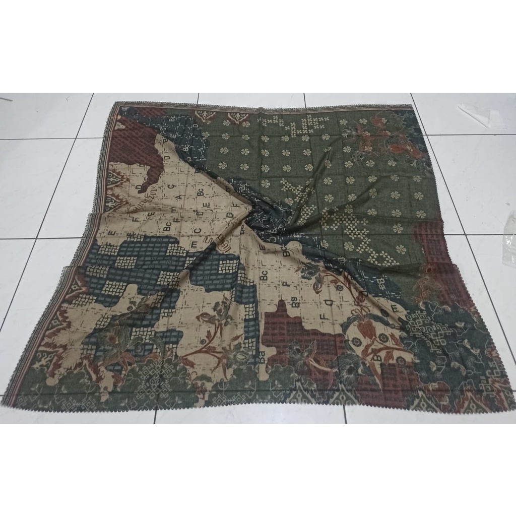 Karimake Hijab / Kerudung Segi Empat Voal Premium Printing Motif Tropis Paradise Laser Cut 110 x 110