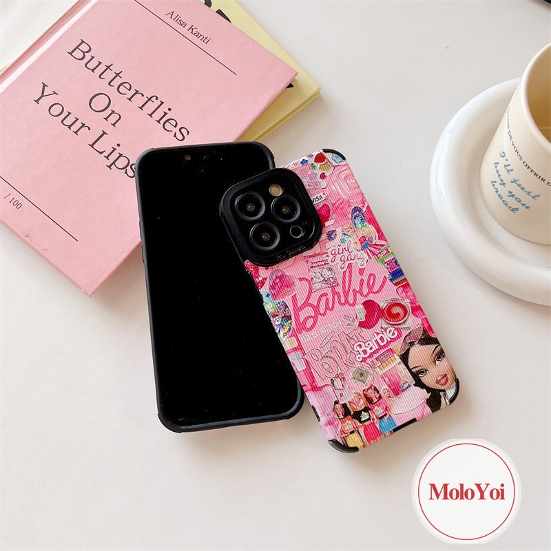 IPHONE Casing Ponsel Silikon Tahan Guncangan Pretty Princess Barbie Kartun Lucu Untuk Iphone11 13 14 12 Pro Max7 8 Plus 11 Pro Max XR X XS Max 7Plus Tekstur Kulit Mewah Soft Cover