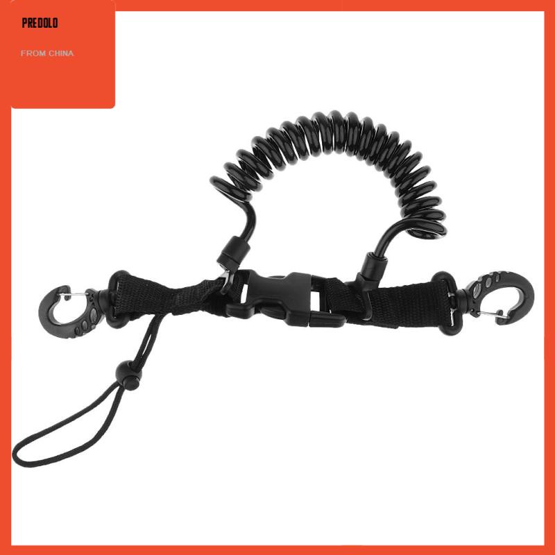 [Predolo] Scuba Diving Elastis PU Coil Spring Torch Lanyard Klip Pelepas Cepat Hitam