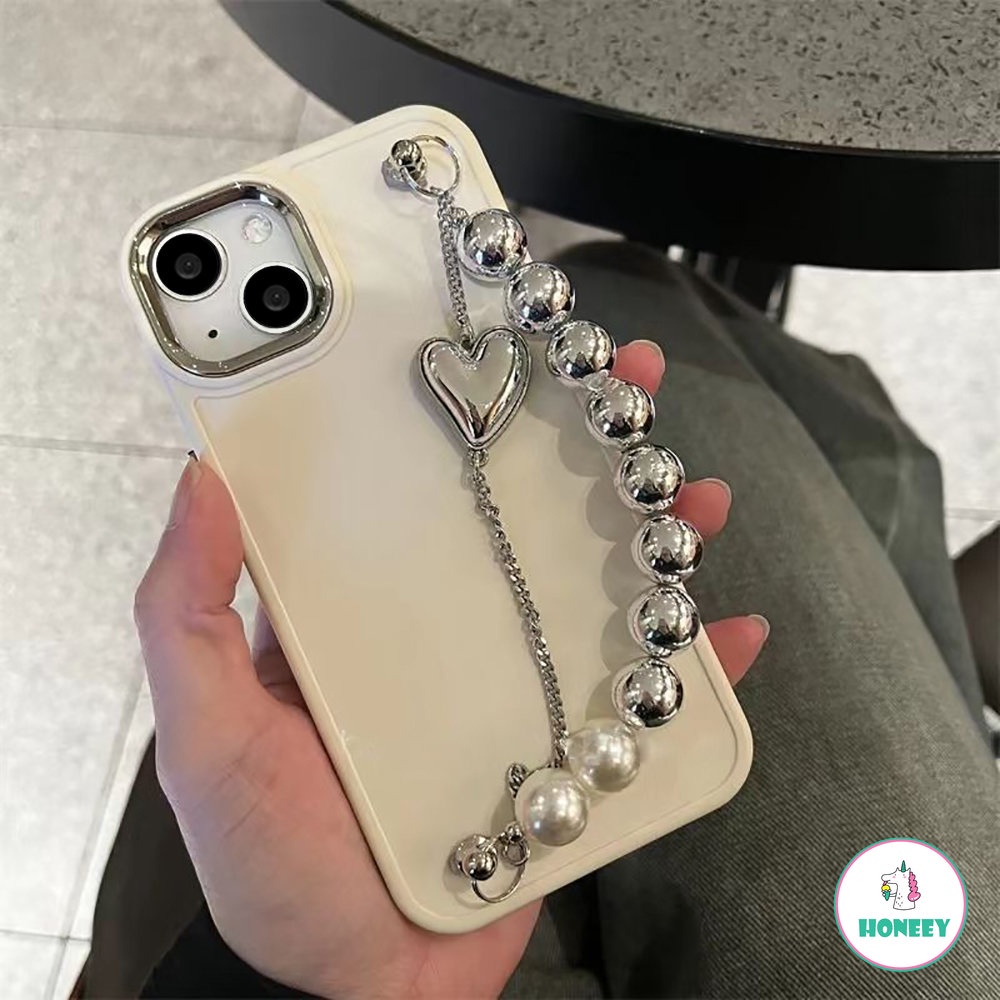 Gadis Keren Amerika Gelang Logam Ponsel Case Untuk iPhone 11 Pro Max13 14 Pro Max 12 Pro Cinta Hati Rantai Shockproof Ponsel Cover