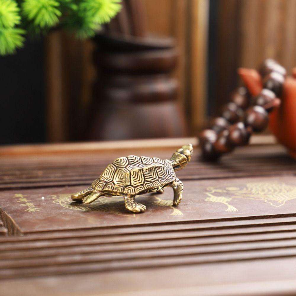 AUGUSTINA Patung Kura-Kura Micro-Ukir Retro Panjang Umur Penyu Teh Pet Kerajinan Hadiah Ruang Tamu Turtle Figurines