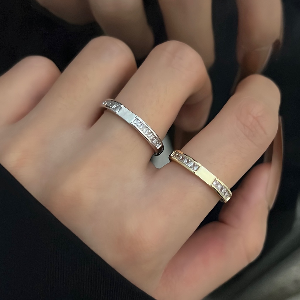 Double Layer Detachable Flash Diamond Ring Aksesoris Cahaya Mewah Fashion