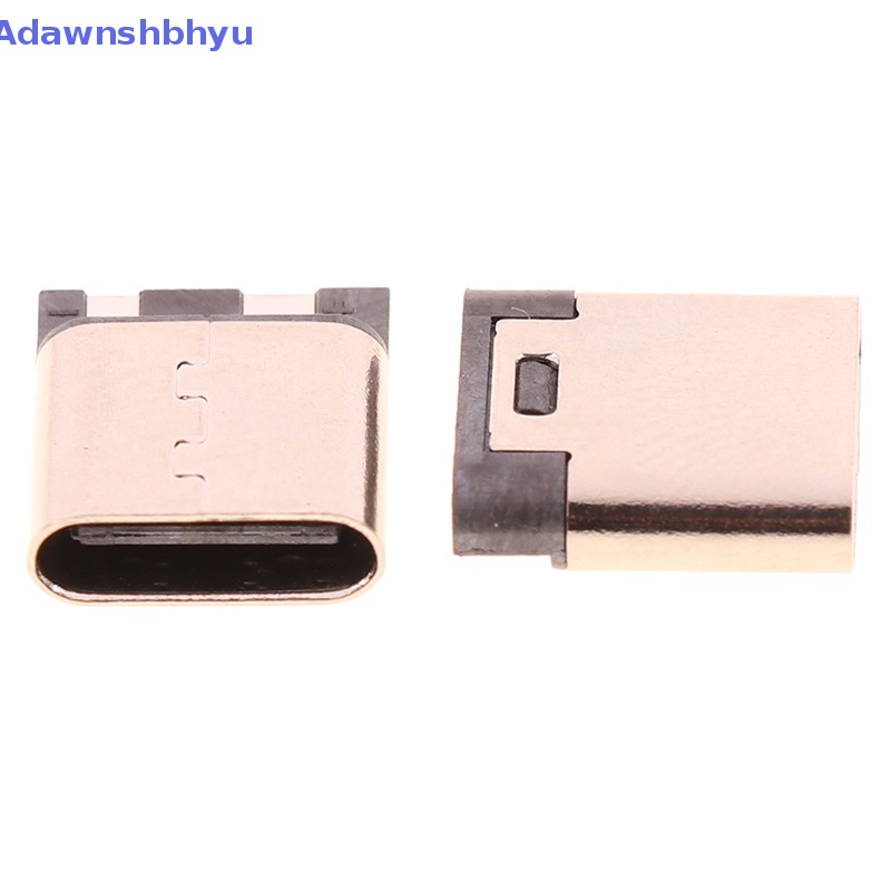 Adhyu 10pcs Type-C 2pin Solder Female 3A Soket Arus Tinggi Konektor USB ID