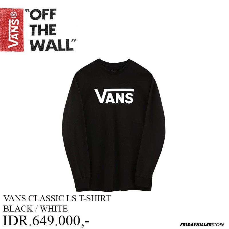 KAOS LENGAN PANJANG VANS OFF THE WALL | VANS CLASSIC LS T-SHIRT BLACK WHITE