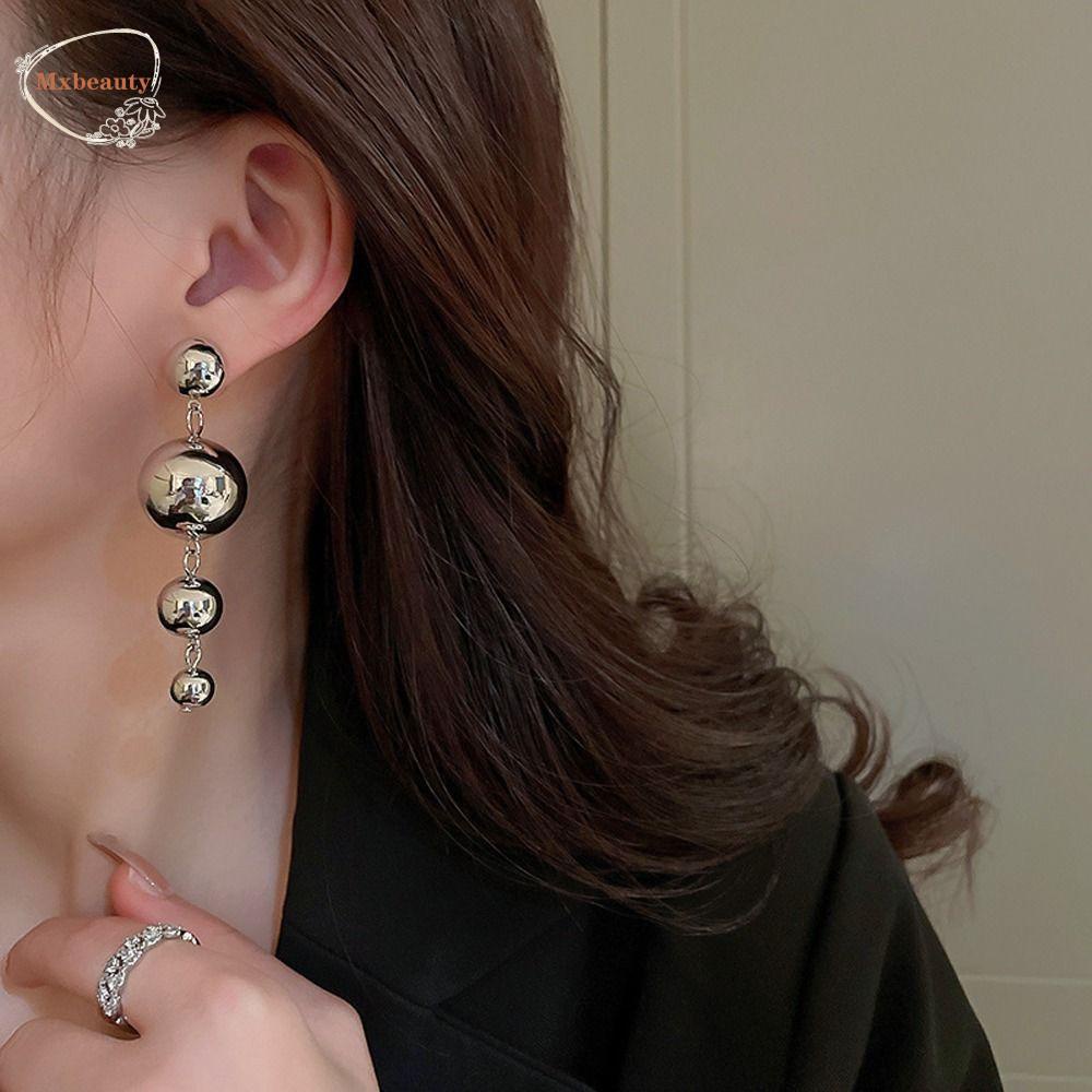 Mxbeauty Wanita Drop Earrings Trendi Pesona Bola Bulat Rumbai Alloy Temperamen Gaya Korea Menjuntai Earrings