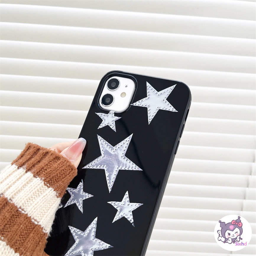 IPHONE Kompatibel Untuk Iphone14 13 12 11 Pro Max SE 2020 X Xr Xs Max8 7 6Plus Fashion Simple Silver Bintang Silikon Ponsel Case Lembut Anti Jatuh Pelindung TPU Cover XJJJJ