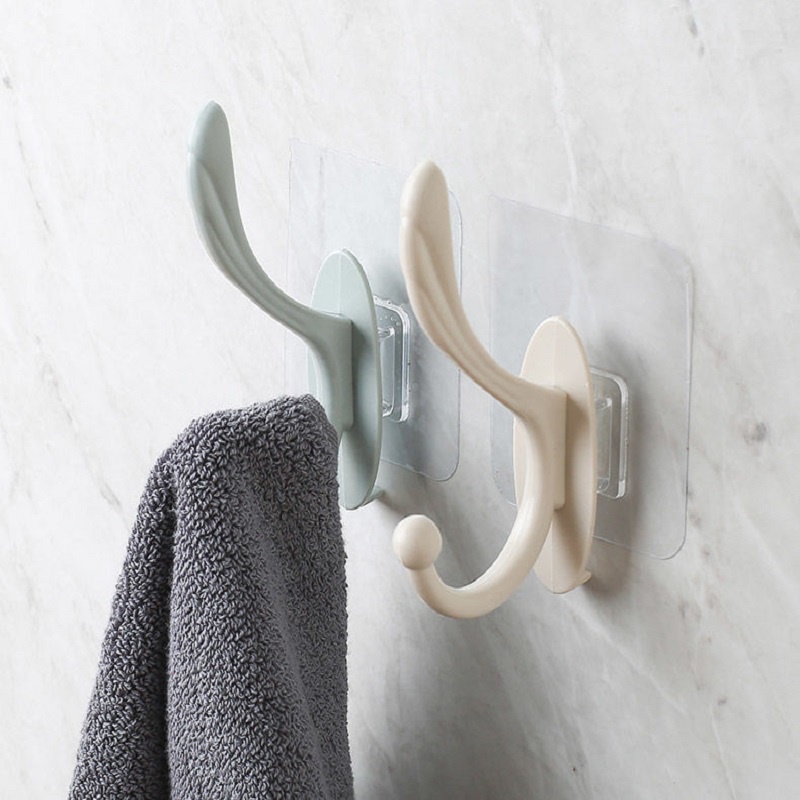 Self Adhesive Punch-Free Dual Purpose Wall Hooks/Rak Handuk Rumah Tangga Gantungan Baju Jas