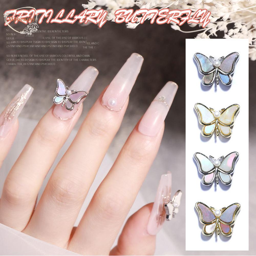 Mxbeauty Kupu-Kupu Kuku Berlian Imitasi Warna-Warni Paduan Pesona Fritillary Shiny Nail Aksesoris DIY Nail Art