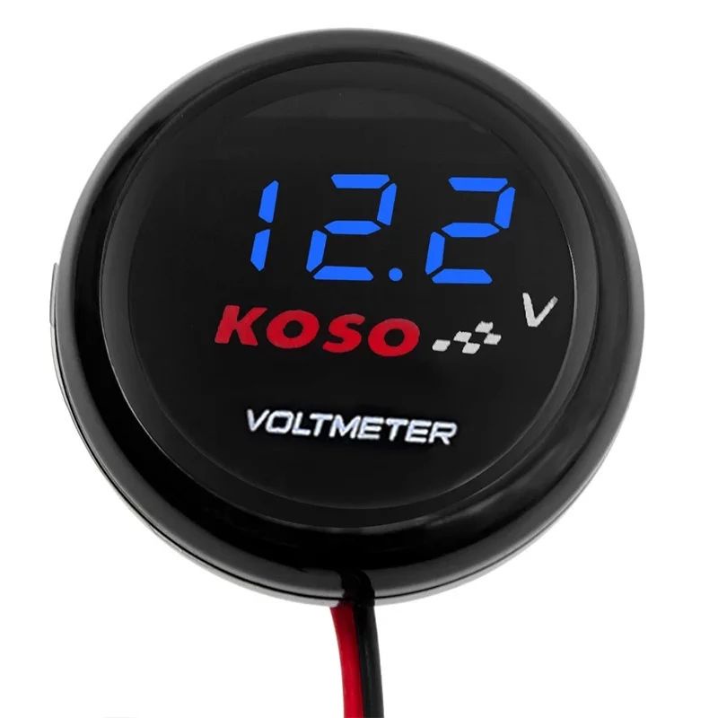 Voltmeter Koso Bulat/Voltmeter Aki Bulat KOSO Original/Voltmeter Koso Bulat Whellprof Original/Universal Motor Koso Putaran Mini Voltmeter Tegangan LED Digital Meter