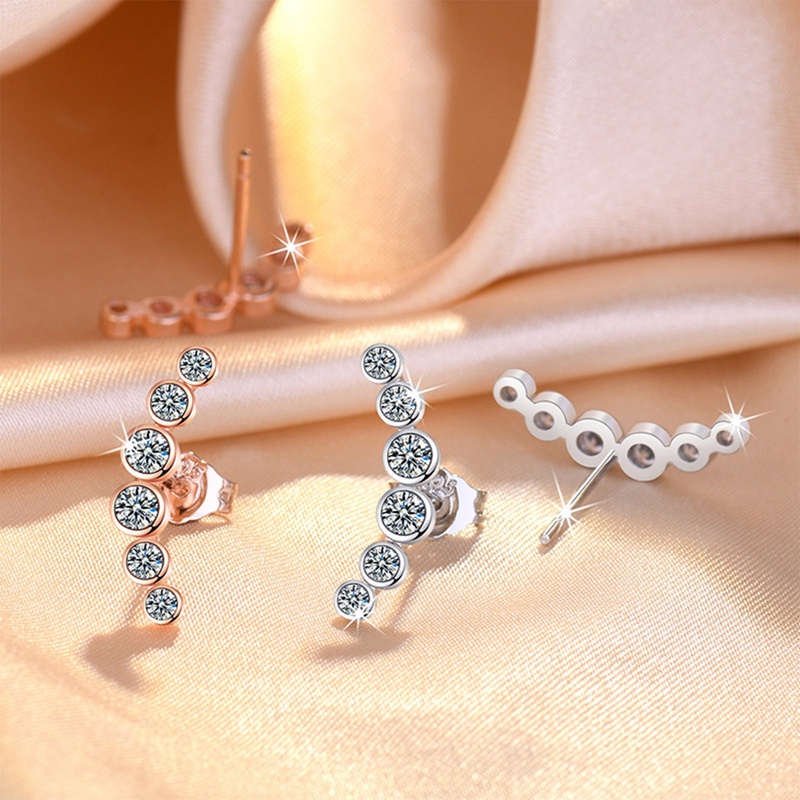 1pasang Anting Tusuk Hitam Kecil Untuk Wanita925 Sterling Silver Baris Tunggal Berlian Benang Anting Tindik Perhiasan Pernikahan