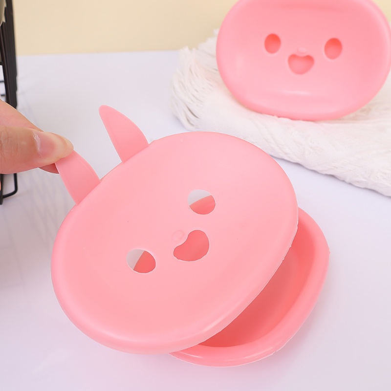 Travel Portable Rabbit Soap Box/Kotak Sabun Lucu Kartun Dengan Lapisan Drainase/Wadah Penyimpanan Piring Sabun Kamar Mandi