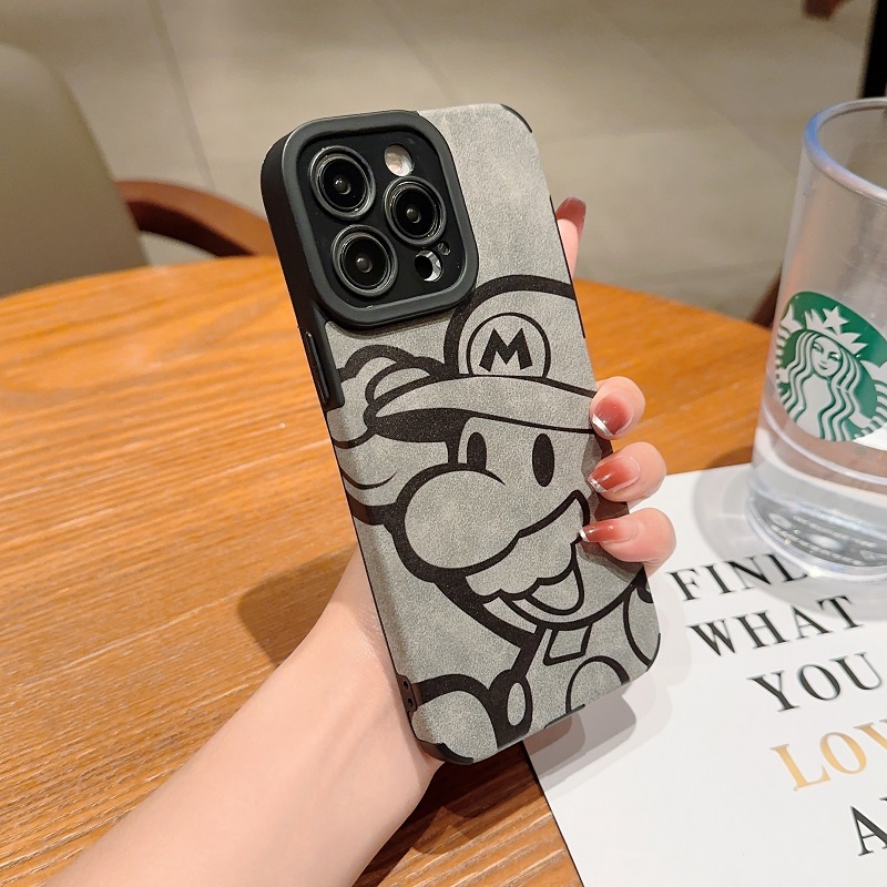 IPHONE Casing Pelindung Bahan Kulit Untuk Iphone14 13 12 11 Pro MAX X XR XS Max7 8 Plus Game Mario Anti-drop soft case