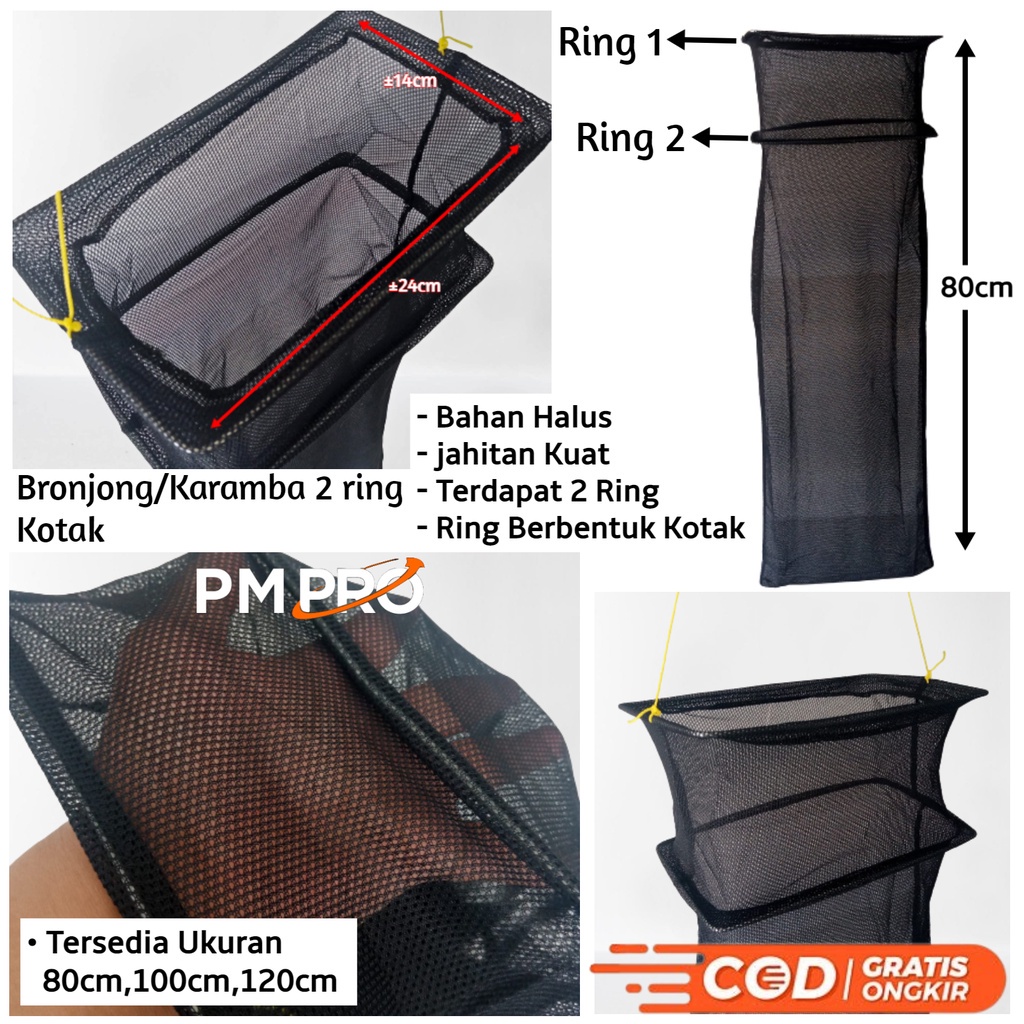 Koja Kepis / Karamba 2 Ring Kotak Atau Bronjong Kerumbu Ikan Hasil Mancing Tebal Halus Jahitan Kuat 