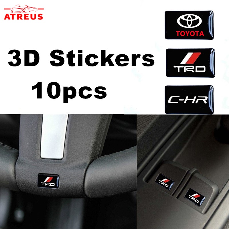 10pcs Steering Wheel 3D Stiker Pintu Jendela Saklar Tombol Badge Dekorasi Aksesoris Mobil Untuk Trd Chr Toyota Agya Razie Syar'I Avanza Veloz Rush Kijiang Innova Yaris Corolla Cross