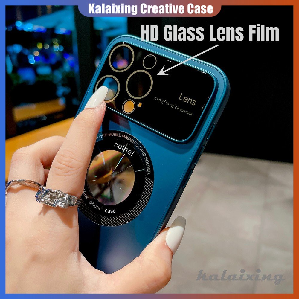 Casing Hard Case Frosted Untuk iPhone 14 Pro Max12 11 Pro Max Dengan Film Perlindungan Lensa Kaca Penutup Belakang Fungsi Magnetik