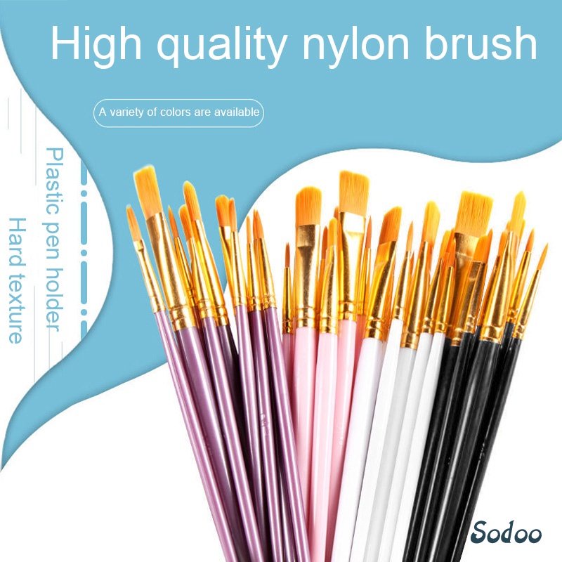 

Satu Set Kuas Cat Minyak Plastik Cat Air Lukis Kuas Seni Yang Dilukis Dengan Tangan - SO