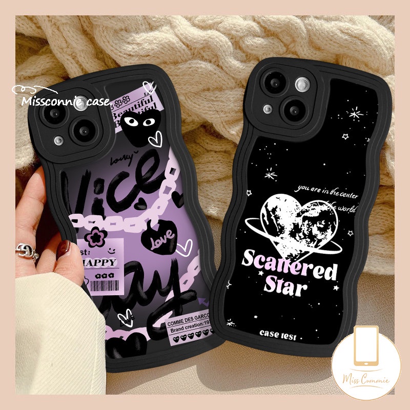 Case Untuk Realme C55 C12 C53 C33 C35 C15 10 9i 7 5 6i 8 C30 C20 C17 C11 C25s C25 C25Y 5s C21Y 8i 7i C20A C3 5i 8Pro 9pro+Fashion Checkerboard Bagus Love Hati Bintang Bergelombang Tepi Sarung