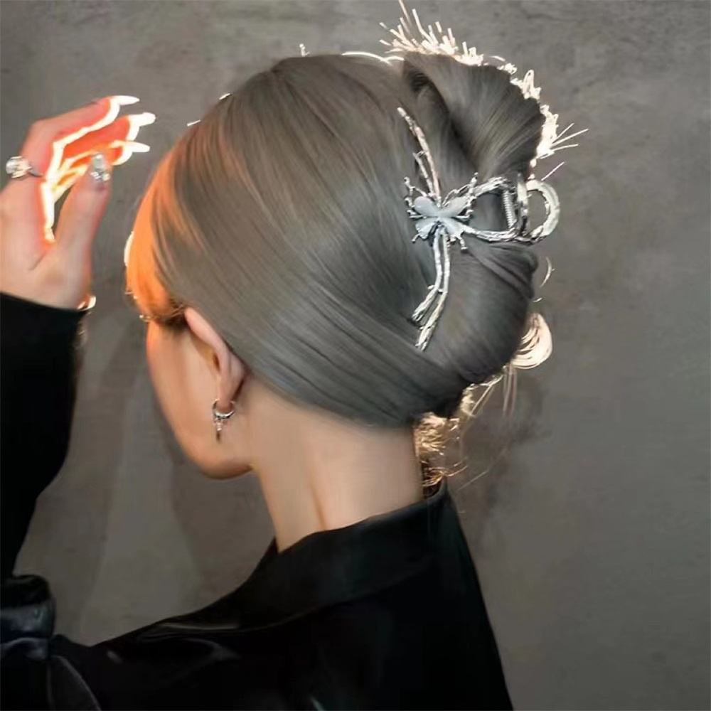 Jepit Rambut Opal Kupu-Kupu Silver Korea Untuk Wanita Ukuran Besar Aksesoris Rambut Untuk Berbagai Gaya Rambut