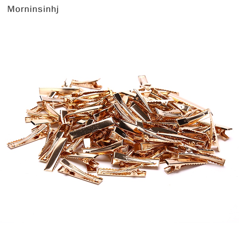 Mornin 100pcs KC Gold Metal Alligator Jepit Rambut Pin Flat Top Dengan Gigi Untuk DIY Hairp id