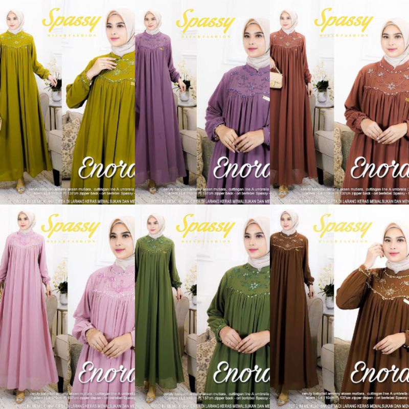 Cod Enora maxy/gamis cantik/dress pesta/gamis murah/gamis lebaran/gamis ceruty/baju muslim/gamis pre