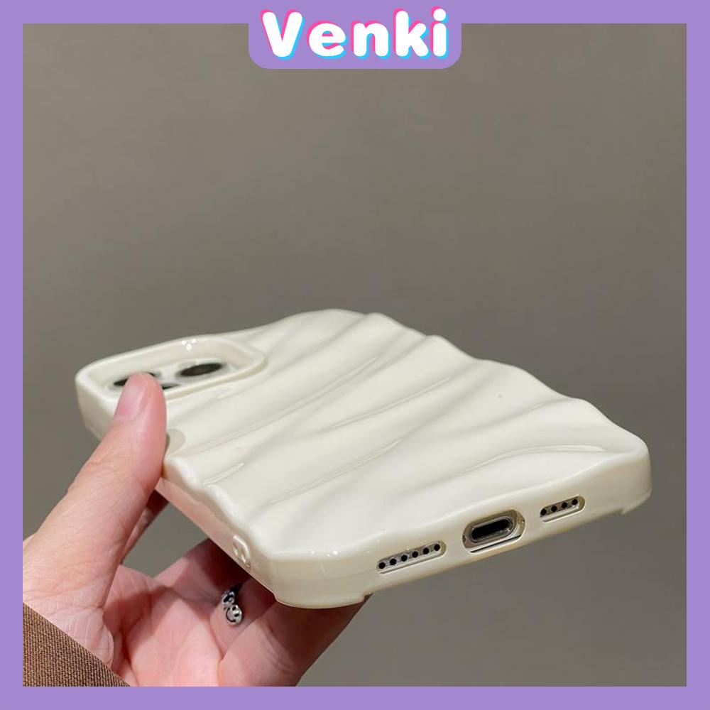 VENKI - Untuk iPhone 11 Case Soft Case Glossy 3D Ripple Dimensi Shockproof Coklat Ungu Hitam Putih Hijau Untuk iPhone 14 Pro Max 13 Pro max 12 Pro Max 11 iPhone XR XS 7Plus 8Plus