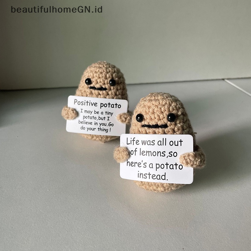 {Cantik} Boneka Knitg Wool Lucu Positif Kentang Dengan Kartu Positif Boneka Kentang~