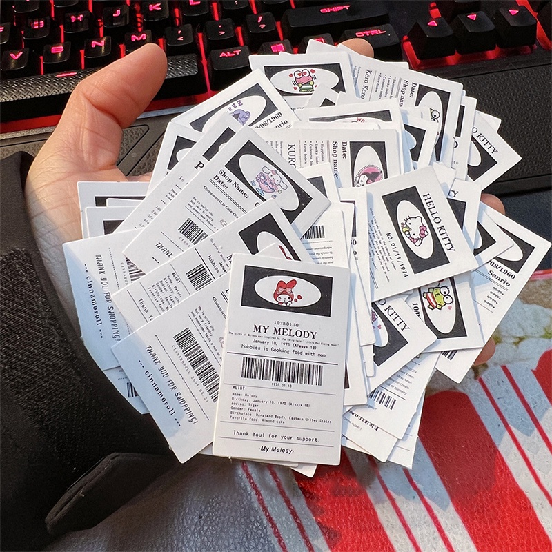 Sho 65PCS Stiker Segel Tiket Kecil Kartun Sealing Stiker Lucu List Stiker Handbook Tahan Air Dekorasi DIY Bahan N